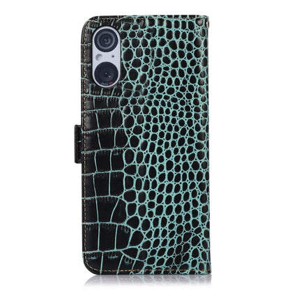For Sony Xperia 5 V Crocodile Top Layer Cowhide Leather Phone Case(Green) by buy2fix