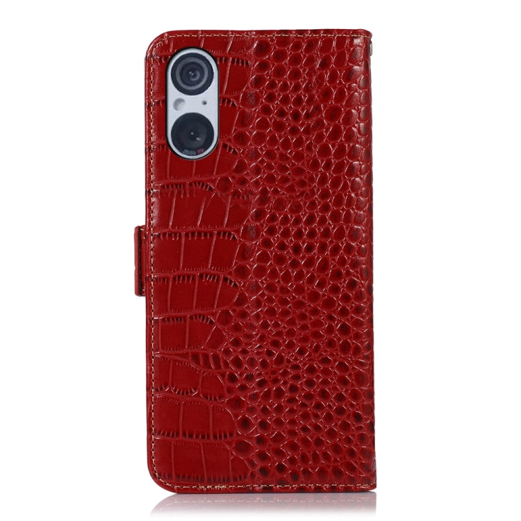 For Sony Xperia 5 V Crocodile Top Layer Cowhide Leather Phone Case(Red) by buy2fix