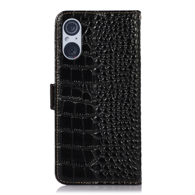 For Sony Xperia 5 V Crocodile Top Layer Cowhide Leather Phone Case(Black) by buy2fix