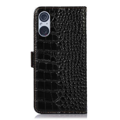 For Sony Xperia 5 V Crocodile Top Layer Cowhide Leather Phone Case(Black) by buy2fix