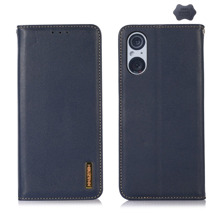 For Sony Xperia 5 V KHAZNEH Nappa Top Layer Cowhide Leather Phone Case(Blue) by buy2fix