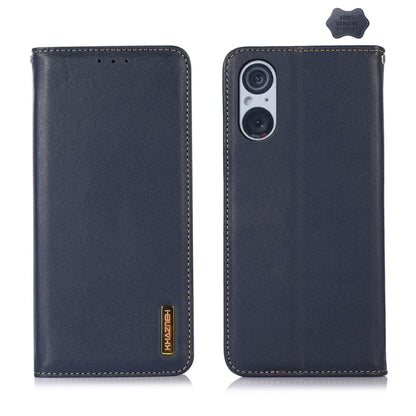 For Sony Xperia 5 V KHAZNEH Nappa Top Layer Cowhide Leather Phone Case(Blue) by buy2fix