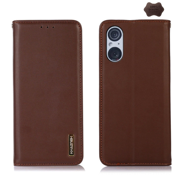 For Sony Xperia 5 V KHAZNEH Nappa Top Layer Cowhide Leather Phone Case(Brown) by buy2fix