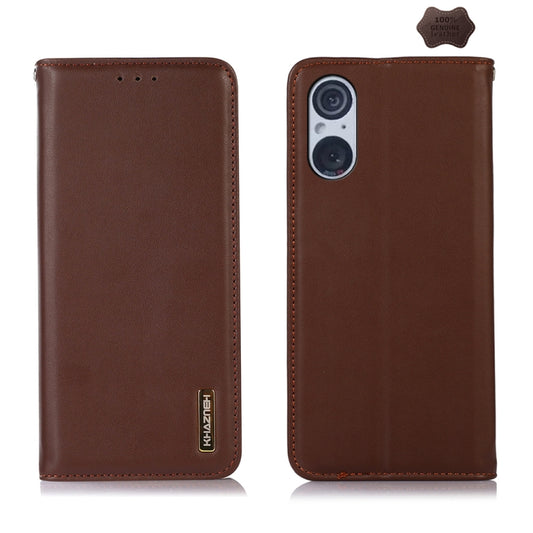 For Sony Xperia 5 V KHAZNEH Nappa Top Layer Cowhide Leather Phone Case(Brown) by buy2fix