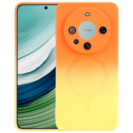 For Huawei Mate 60 Liquid TPU Silicone Gradient MagSafe Phone Case(Orange Yellow) - Huawei Cases by buy2fix | Online Shopping UK | buy2fix