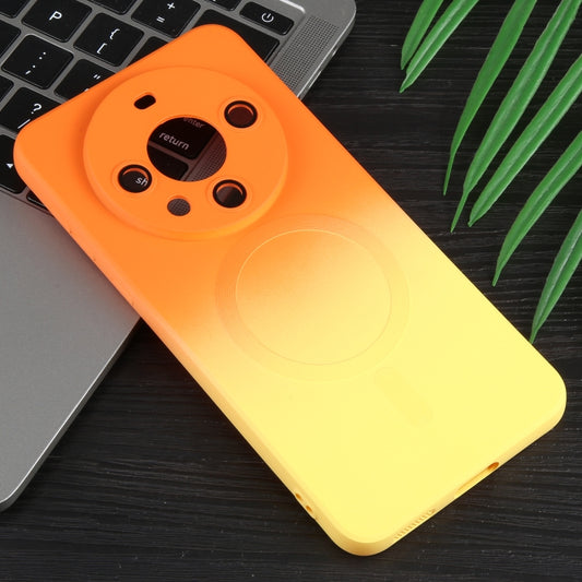 For Huawei Mate 60 Liquid TPU Silicone Gradient MagSafe Phone Case(Orange Yellow) - Huawei Cases by buy2fix | Online Shopping UK | buy2fix