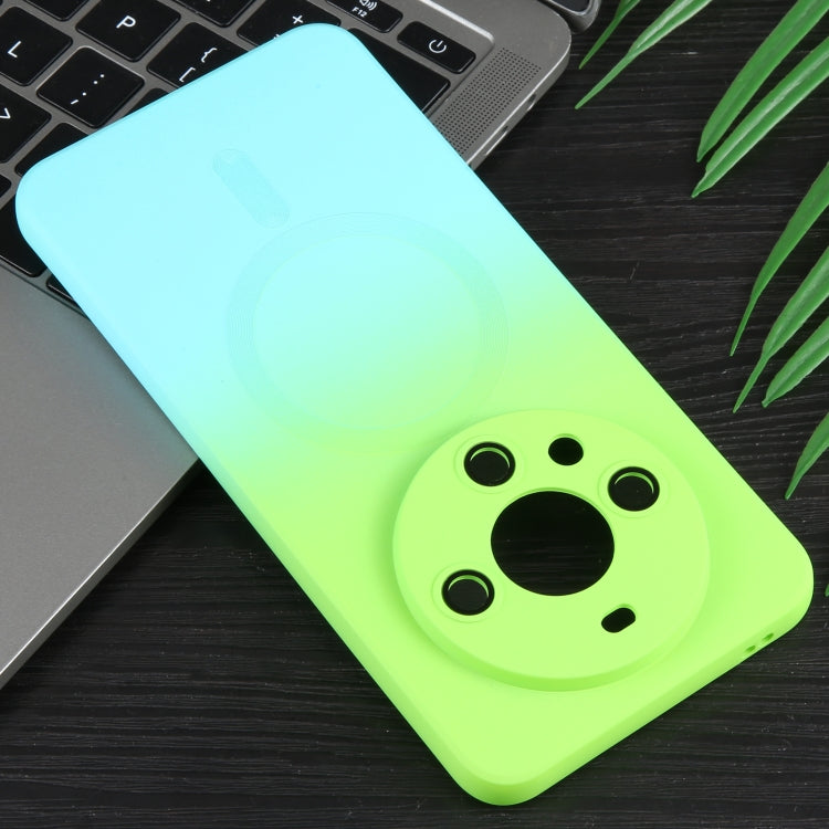 For Huawei Mate 60 Liquid TPU Silicone Gradient MagSafe Phone Case(Cyan Blue) - Huawei Cases by buy2fix | Online Shopping UK | buy2fix