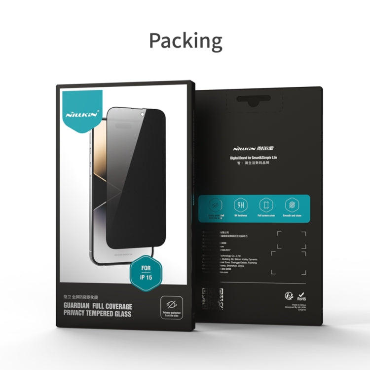 For iPhone 15 NILLKIN Guardian Full Coverage Privacy Tempered Glass Film - iPhone 15 Tempered Glass by NILLKIN | Online Shopping UK | buy2fix