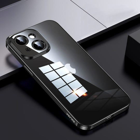 For iPhone 15 Plus SULADA Shine Through Series Plating TPU Transparent Phone Case(Space Black)