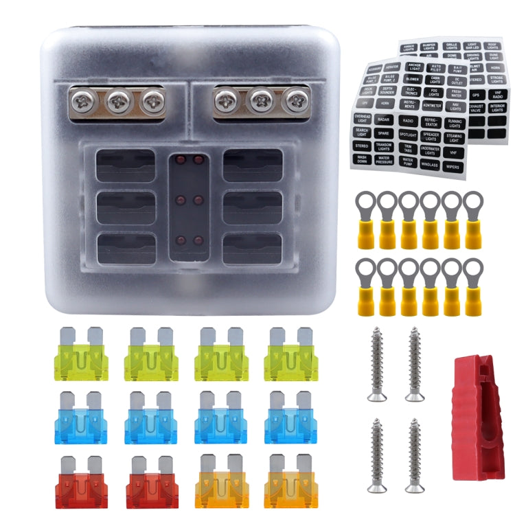 CP-4040 6 Way Fuse Block with 12pcs Fuses and 12pcs Terminals - Fuse by buy2fix | Online Shopping UK | buy2fix