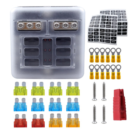 CP-4040 6 Way Fuse Block with 12pcs Fuses and 12pcs Terminals - Fuse by buy2fix | Online Shopping UK | buy2fix