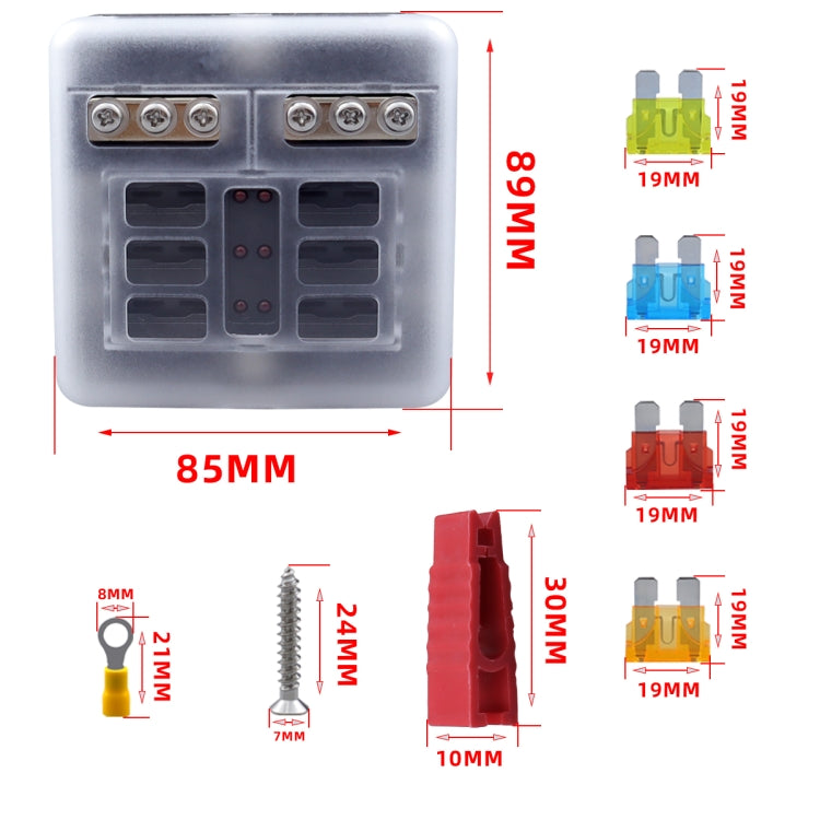 CP-4040 6 Way Fuse Block with 12pcs Fuses and 12pcs Terminals - Fuse by buy2fix | Online Shopping UK | buy2fix