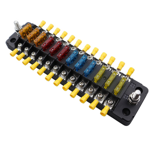 CP-4042 Vertical 12 Way Fuse Block with 12pcs Fuses and 12pcs Terminals - Fuse by buy2fix | Online Shopping UK | buy2fix