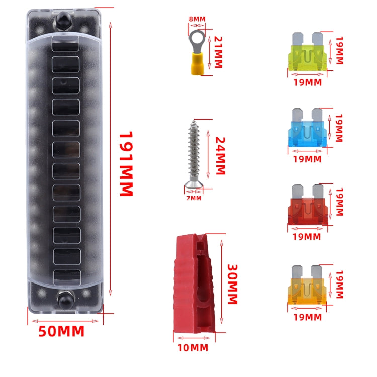 CP-4042 Vertical 12 Way Fuse Block with 12pcs Fuses and 12pcs Terminals - Fuse by buy2fix | Online Shopping UK | buy2fix