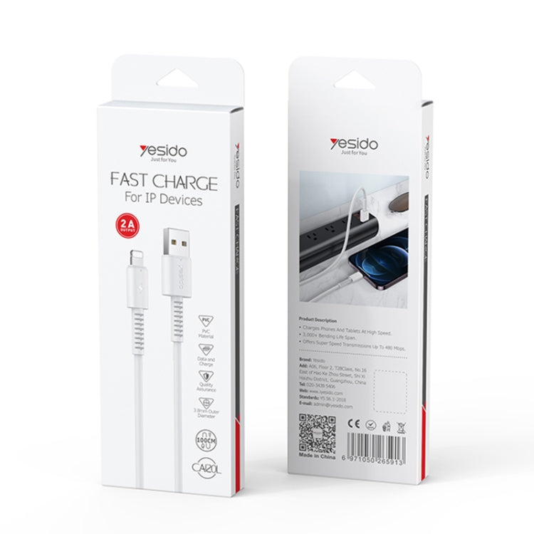 Yesido CA120L 2A USB to 8 Pin Fast Charging Data Cable, Length:1m - Normal Style Cable by Yesido | Online Shopping UK | buy2fix