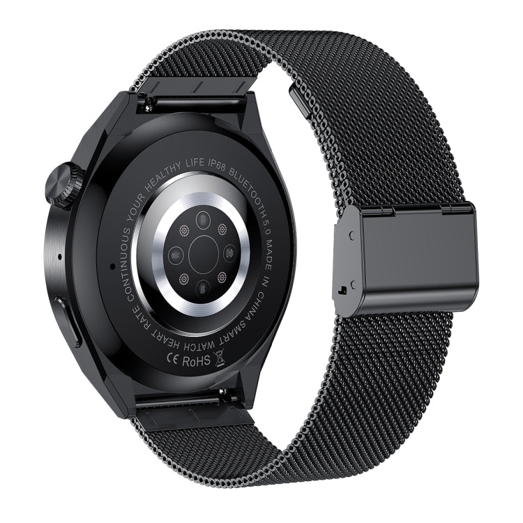HDT MAX 1.60 inch Black Dial Milan Steel Band IP68 Waterproof Smart Watch Support Bluetooth Call(Black) by buy2fix
