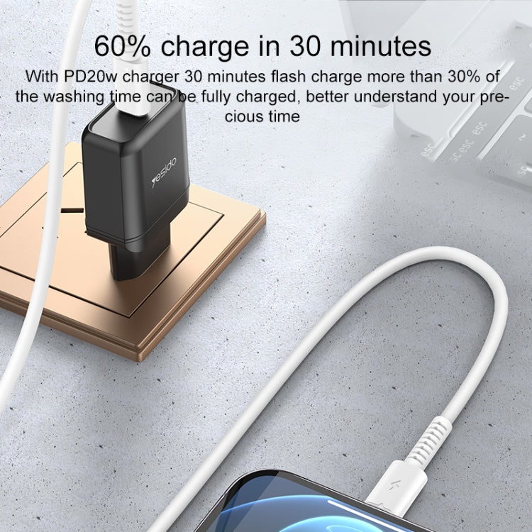 Yesido CA153 PD 20W USB-C / Type-C to 8 Pin Charging Data Cable, Length: 1m(White) - 2 in 1 Cable by Yesido | Online Shopping UK | buy2fix