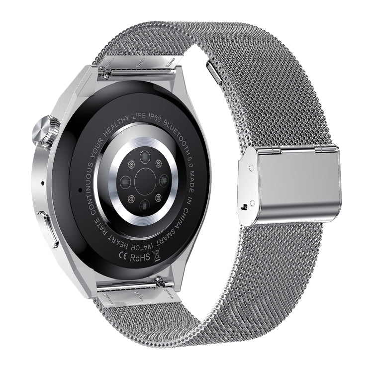 HDT MAX 1.60 inch Silver Dial Milan Steel Band IP68 Waterproof Smart Watch Support Bluetooth Call(Silver) by buy2fix