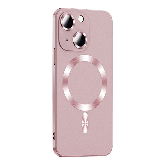 For iPhone 15 Liquid Lens Protector Magsafe Phone Case(Gold Pink) - iPhone 15 Cases by buy2fix | Online Shopping UK | buy2fix