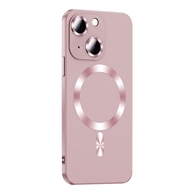 For iPhone 15 Plus Liquid Lens Protector Magsafe Phone Case(Gold Pink) - iPhone 15 Plus Cases by buy2fix | Online Shopping UK | buy2fix