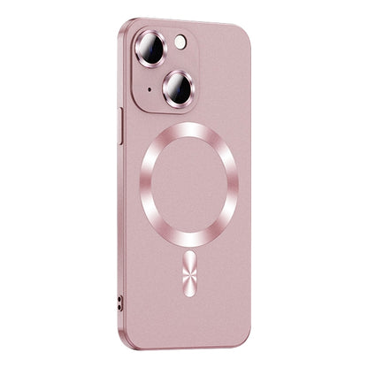 For iPhone 15 Plus Liquid Lens Protector Magsafe Phone Case(Gold Pink) - iPhone 15 Plus Cases by buy2fix | Online Shopping UK | buy2fix
