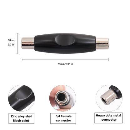 TC302 6.35mm Female to Female Guitar TRS Stereo Audio Cable Adapter(Black) by buy2fix