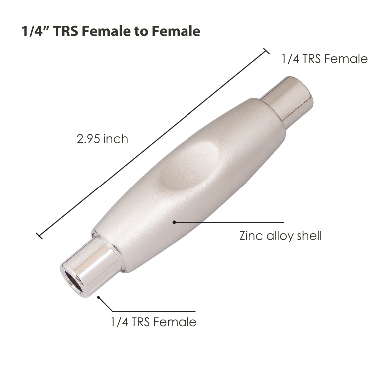TC302 6.35mm Female to Female Guitar TRS Stereo Audio Cable Adapter(Silver) by buy2fix