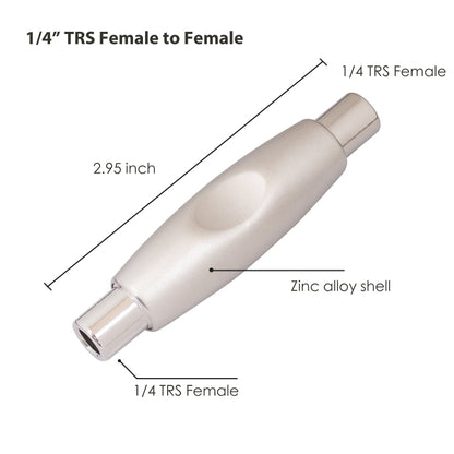 TC302 6.35mm Female to Female Guitar TRS Stereo Audio Cable Adapter(Silver) by buy2fix
