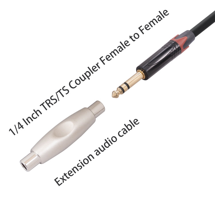 TC302 6.35mm Female to Female Guitar TRS Stereo Audio Cable Adapter(Silver) by buy2fix