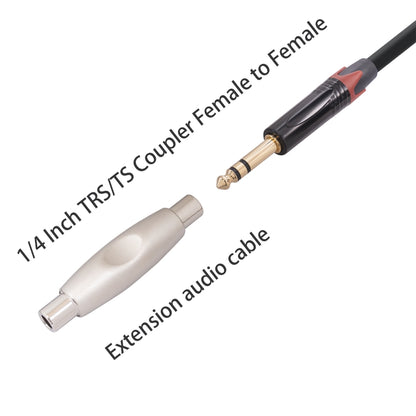 TC302 6.35mm Female to Female Guitar TRS Stereo Audio Cable Adapter(Silver) by buy2fix