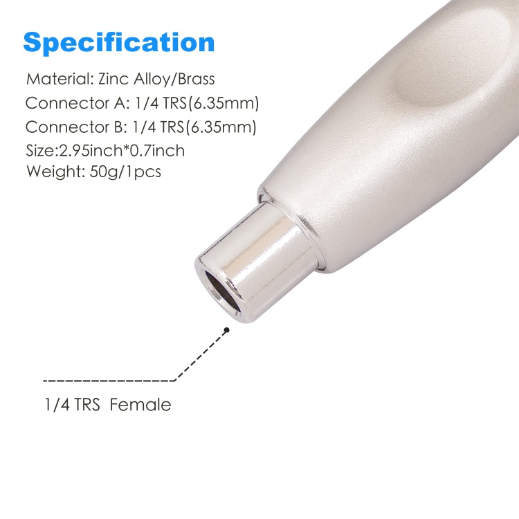 TC302 6.35mm Female to Female Guitar TRS Stereo Audio Cable Adapter(Silver) by buy2fix