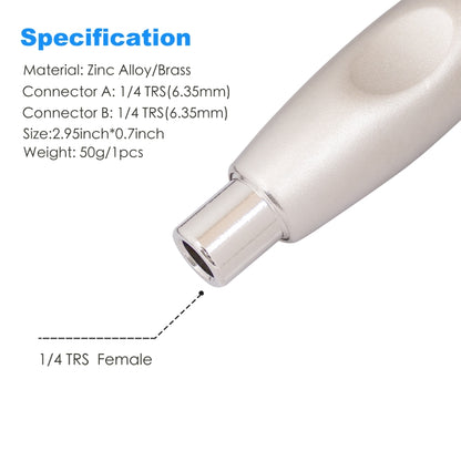 TC302 6.35mm Female to Female Guitar TRS Stereo Audio Cable Adapter(Silver) by buy2fix