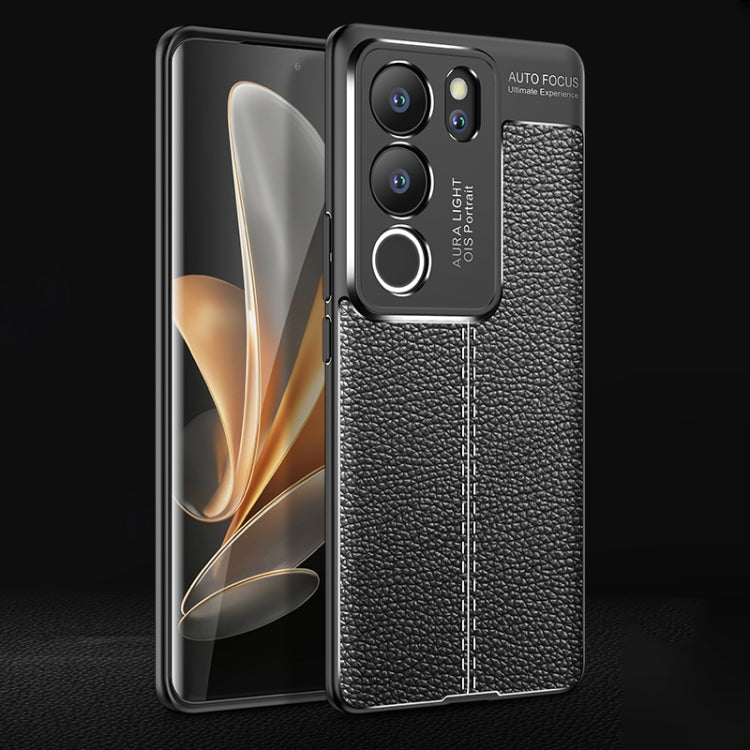 For vivo S17/S17 Pro/V29 5G Litchi Texture Shockproof TPU Phone Case(Black) - vivo Cases by buy2fix | Online Shopping UK | buy2fix