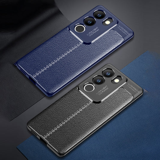 For vivo S17/S17 Pro/V29 5G Litchi Texture Shockproof TPU Phone Case(Black) - vivo Cases by buy2fix | Online Shopping UK | buy2fix