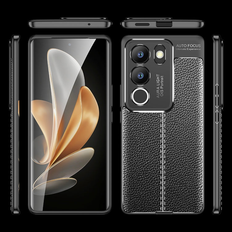 For vivo S17/S17 Pro/V29 5G Litchi Texture Shockproof TPU Phone Case(Black) - vivo Cases by buy2fix | Online Shopping UK | buy2fix