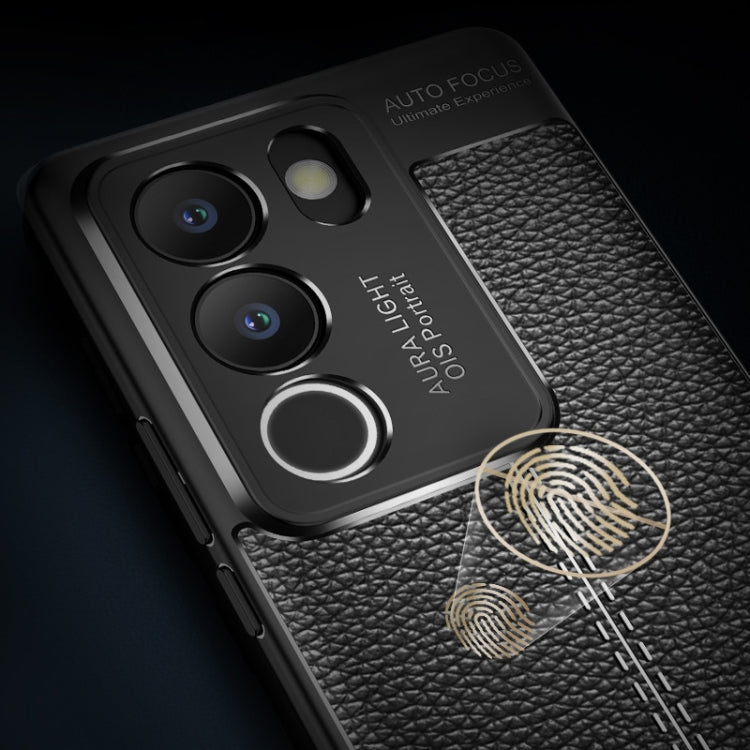For vivo S17/S17 Pro/V29 5G Litchi Texture Shockproof TPU Phone Case(Black) - vivo Cases by buy2fix | Online Shopping UK | buy2fix