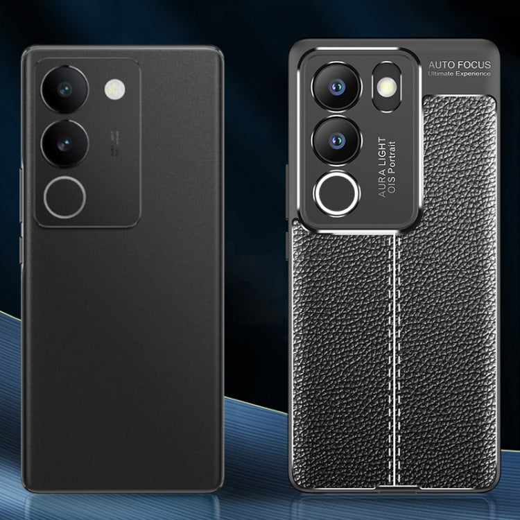 For vivo S17/S17 Pro/V29 5G Litchi Texture Shockproof TPU Phone Case(Black) - vivo Cases by buy2fix | Online Shopping UK | buy2fix