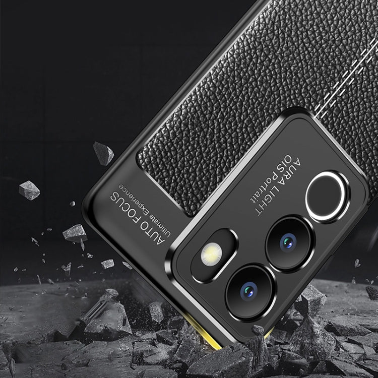 For vivo S17/S17 Pro/V29 5G Litchi Texture Shockproof TPU Phone Case(Black) - vivo Cases by buy2fix | Online Shopping UK | buy2fix