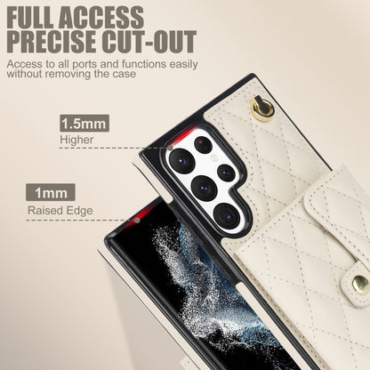 For Samsung Galaxy S22 Ultra 5G Crossbody Rhombic Horizontal Wallet Leather Phone Case(White) - Galaxy S22 Ultra 5G Cases by buy2fix | Online Shopping UK | buy2fix