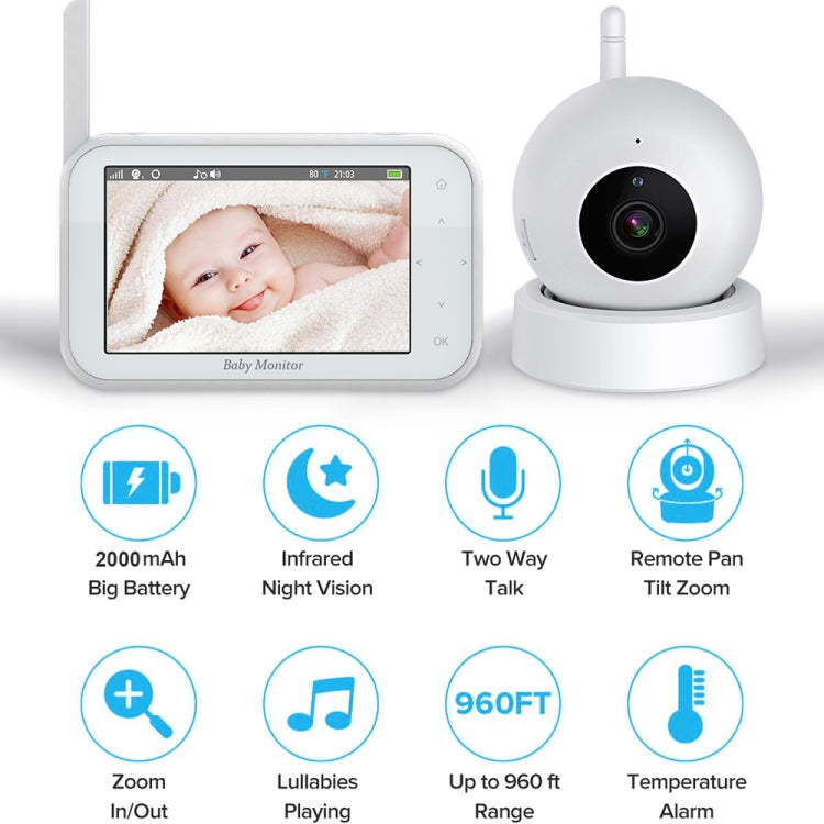 ABM201 4.5 inch Wireless Video Night Vision Baby Monitor Security Camera(EU Plug) by buy2fix