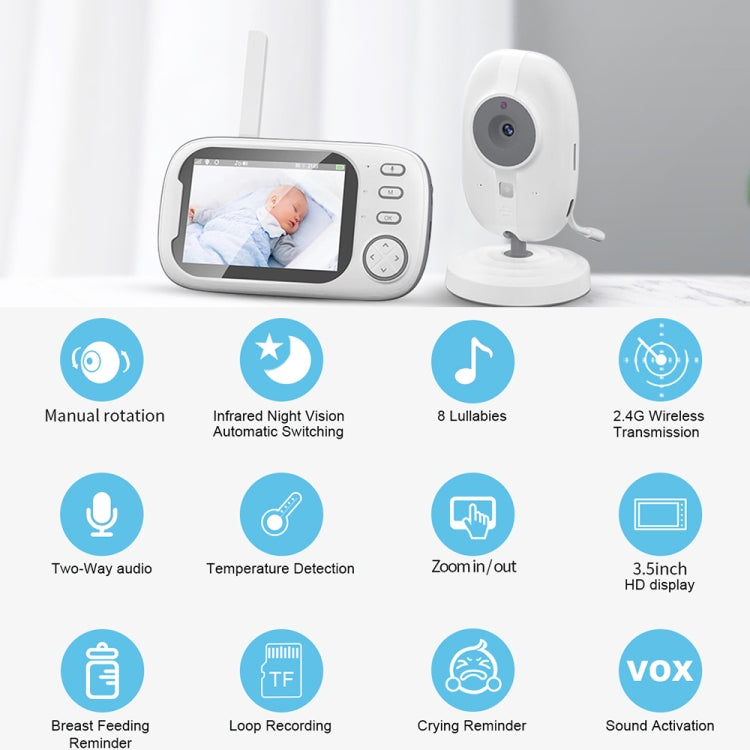 ABM600 3.5 inch Wireless Video Night Vision Baby Monitor Security Camera(US Plug) by buy2fix