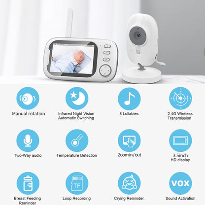 ABM600 3.5 inch Wireless Video Night Vision Baby Monitor Security Camera(US Plug) by buy2fix