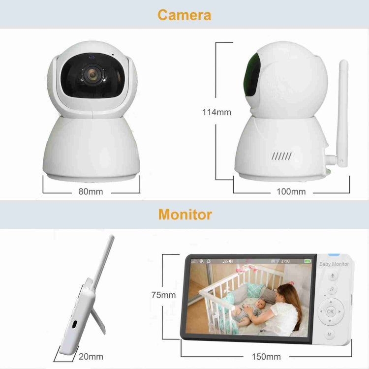 ABM700 5 inch Wireless Video Night Vision Baby Monitor Security Camera(US Plug) by buy2fix
