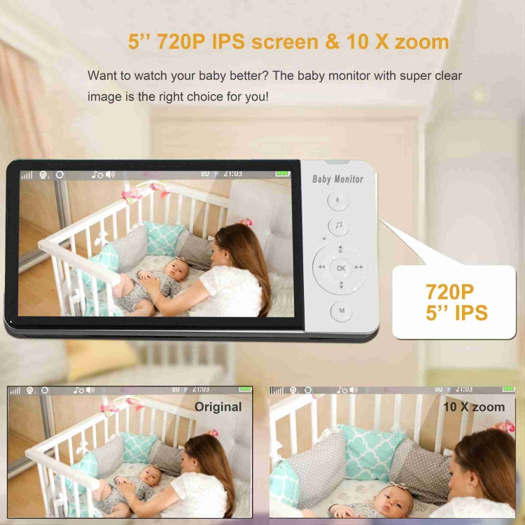 ABM700 5 inch Wireless Video Night Vision Baby Monitor Security Camera(US Plug) by buy2fix