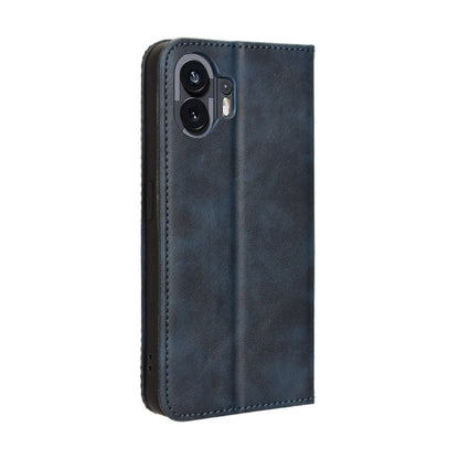 For Nothing Phone 2 Magnetic Buckle Retro Texture Leather Phone Case(Blue) - Nothing Cases by buy2fix | Online Shopping UK | buy2fix