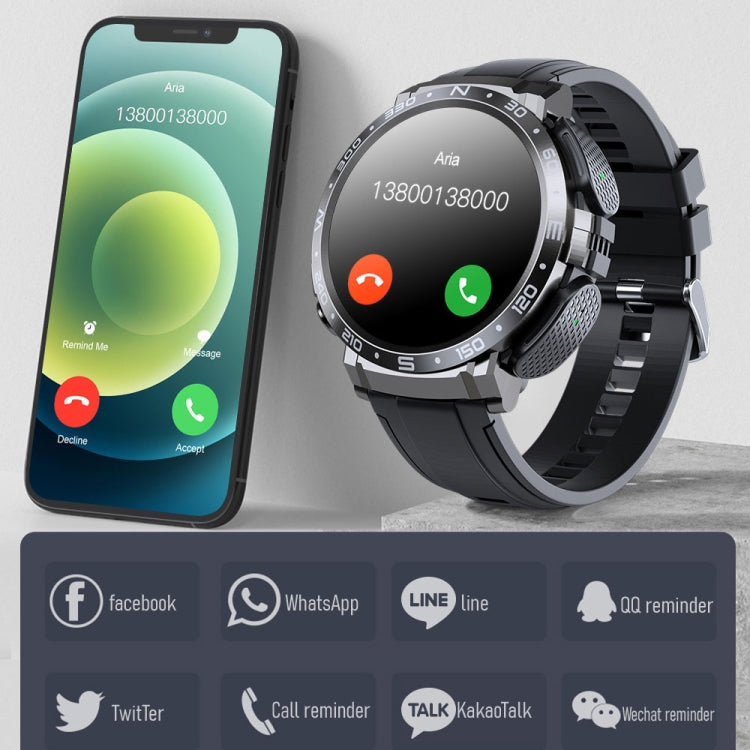 M68 Plus 1.52 inch Round Screen 2 in 1 Bluetooth Earphone Smart Watch, 512MB Memory Support Health Monitoring(Black) by buy2fix