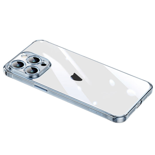 For iPhone 15 Pro Max SULADA TPU Frame + Tempered Glass Transparent Phone Case(Blue)
