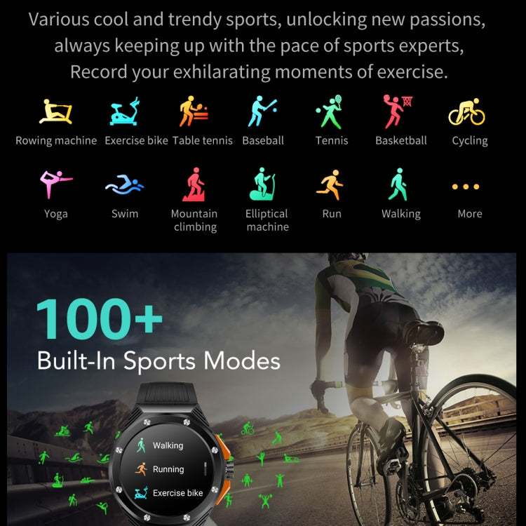 HT8 1.46 inch Round Screen Bluetooth Smart Watch, Support Health Monitoring & 100+ Sports Modes & Alipay(Orange) by buy2fix