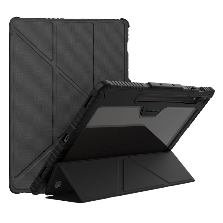 For Samsung Galaxy Tab S9 Ultra NILLKIN Bumper Pro Multi-angle Folding Style Tablet Leather Case(Black) by NILLKIN