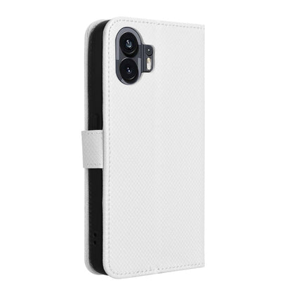 For Nothing Phone 2 Diamond Texture Leather Phone Case(White) - Nothing Cases by buy2fix | Online Shopping UK | buy2fix